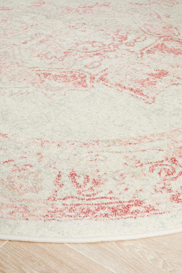 Aria Vintage Pink & Ivory Round Rug